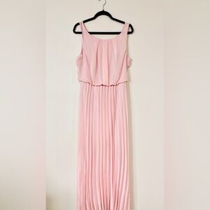 B. Darlin Blush Pleated Maxi Dress | Prom Dress | Bridesmaid Dress | Size 13/14